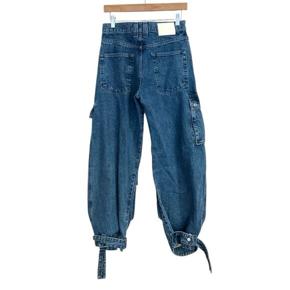 GRLFRND Lara Cargo Wide Leg Jeans in Big Sky Medium Wash, Size 26 - Picture 9 of 13